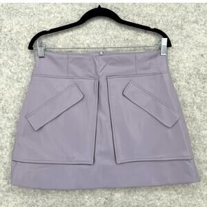 NEW Aknvas The Cherry Periwinkle Purple Faux Leather Mini Skirt Size 10